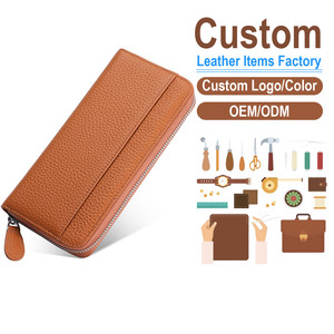 Vintage Long Leather <b>Wallet</b> Top-Grain Cowhide <b>RFID</b> <b>Blocking</b> Zipper Clutch for Women Multi-Functional Design with Custom Logo - Product Image 1