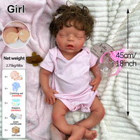 45cm Kuschelige Silikon-Reborn-Puppe mit Weicher Haut und Lockigem Haar - Süßes Baby für Emotionale Begleitung & Unterstützung der Mentalen Gesundheit