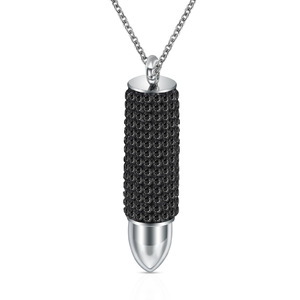 Colgante de Acero Inoxidable con Incrustaciones de Diamantes en Forma de Bala, Cadena de Acero Inoxidable de 16 mm, Color Azul, Negro, Blanco, Rosa, para Uso Diario - Product Image 5