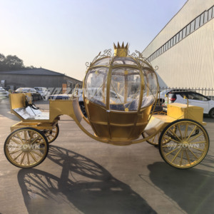 Customizable golden Wedding <b>Bridal</b> Carriage Pumpkin Style Special Transportation horse-drawn carriage for Weddings - Product Image 3