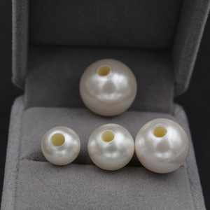 Perla de concha de medio agujero 3mm agujero grande DIY cuentas sueltas usar cuerda de alambre grueso perla agujero grueso cuentas redondas - Product Image 3