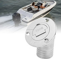 Raccord de traversée de coque courbé en acier inoxydable 316 poli miroir avec petit couvercle rabattable pour remplissage de pont, entrée d'eau et remplissage de carburant pour yachts et VR