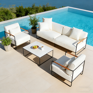 <span class=keywords><strong>Set</strong></span> Divano Moderno <span class=keywords><strong>da</strong></span> <span class=keywords><strong>Esterno</strong></span> in Alluminio Bianco con Cuscini Impermeabili per Giardino e Cortile - Product Image 4