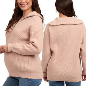 <span class=keywords><strong>Pull</strong></span> de maternité mi-zippé taupe en maille côtelée à manches longues <span class=keywords><strong>et</strong></span> col en V, haut d'<span class=keywords><strong>allaitement</strong></span> en coton <span class=keywords><strong>et</strong></span> élasthanne respirant <span class=keywords><strong>et</strong></span> antistatique pour l'automne - Product Image 1