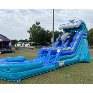 Thương Mại Ngoài Trời Inflatable Trượt Nước Với Đôi Làn Đường Với Có Thể Tháo Rời Hồ Bơi Cá Mập Nhà Jumper Bouncy <span class=keywords><strong>Bouncer</strong></span> Cho Trẻ Em - Product Image 2