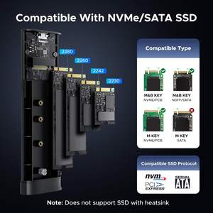 UGREEN Casing Aluminium 20Gbps M.2 NVMe SATA SSD Enclosure 8TB USB-C Eksternal USB <span class=keywords><strong>3.2</strong></span> Gen2*2 UASP Trim M/B+M Key - Product Image 5