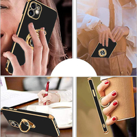 Haute qualité 360 degrés Rotation coque souple étui de téléphone portable en gros Anti-chute couleur unie anneau galvanisé à la mode 3D