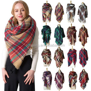Delle donne di Autunno Inverno Sciarpa Nappa Classico <span class=keywords><strong>Plaid</strong></span> Sciarpa Morbida E Calda Chunky Grande Coperta Dello Scialle Dell'involucro della sciarpa - Product Image 4