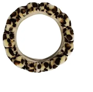 Universal Fit 15 inch Fur Fashion Leopard Winter Warm Fluffy Vehicle Wheel Protector Car Steering Wheel Cover