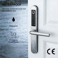 Serrure électronique coulissante étanche LOCKAI pour maison intelligente avec application, mot de passe, carte IC, code, empreinte digitale biométrique, cloud et clé en bois