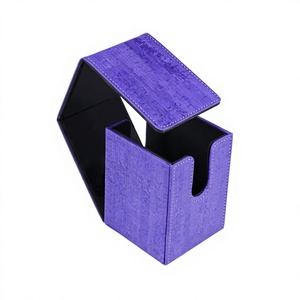 Caja de Almacenamiento de Tarjetas de Juego Portátil, de Cuero PU Morado, Resistente, Personalizable, Ecológica, con Esquinas Cuadradas - Product Image 1