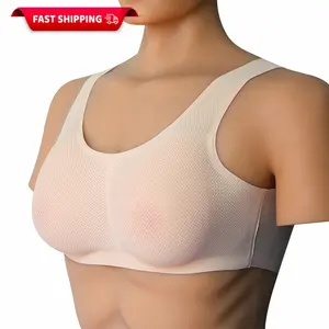 False Shemale Breast Fake Chest Tits Silicone Artificial Breast DragQueen Shemale Transgender Postoperative Crossdresser Bra Set