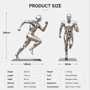 Escultura Deportiva Abstracta Geométrica <span class=keywords><strong>de</strong></span> Acero Inoxidable 304 <span class=keywords><strong>de</strong></span> Tamaño Real Personalizada por BSA para Instalación <span class=keywords><strong>de</strong></span> Arte Público - Product Image 2