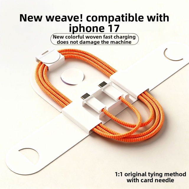 Factory 60W 1m Nylon Quick Charger Cable USB-C Type C PD 20W Fast Charging Data IOS17 16/15 Compatible
