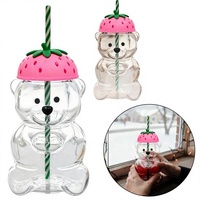 Nouveau Gobelet en Verre Bearista Créatif Grande Capacité 600ML avec Paille, Design Minimaliste Résistant à la Chaleur, Motif Ours en Peluche Dessin Animé, Pour la Maison