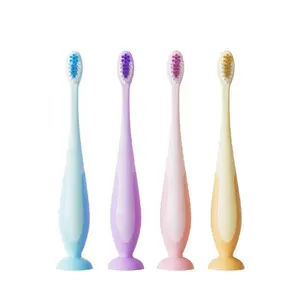 Wholesale Baby Children Training Tooth Brush Tool Candy Colour Suction Base Kids Toothbrush