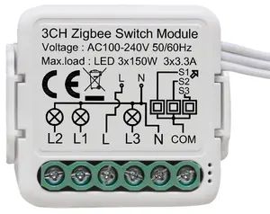 OURTOP Wireless Zigbee Single Live Wire Control Switch Three Way Smart Module