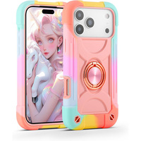 Coque de protection antichoc en silicone 3-en-1 avec motif animalier style anneau, compatible avec 17 Pro Max et 16, pour le marché international