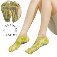 Chaussettes pilates tie-dye cinq doigts femme, coton invisible antidérapant logo personnalisé yoga fitness danse OEM