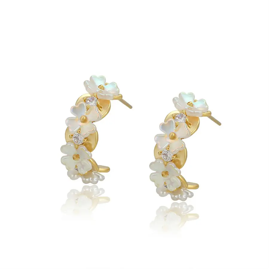 E-1593 Xuping-pendientes de oro de 14 quilates con diseño de chica, joyería elegante, color blanco y dorado, 14K