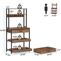 Étagère à pâtisserie en bois Tribesigns avec prises électriques, support pour four à micro-ondes, organisateurs de rangement pour la cuisine à domicile