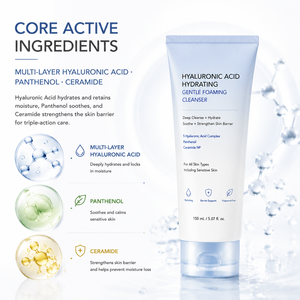 Limpiador <span class=keywords><strong>Facial</strong></span> Suave de Uso Diario con Baja Espuma para Piel Sensible, Calmante, Hidratante con Ácido Hialurónico - Product Image 3