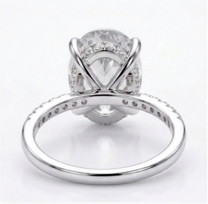 Oval Special Cut Zircon Engagement <b>Ring</b> 925 Sterling Silver Rhodium Plated Halo Pave Band for Women Wedding Gift - Product Image 3