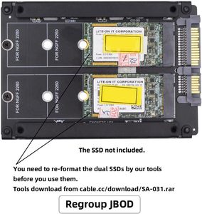 علبة بلاستيكية لتحويل بطاقة SSD ثنائية NGFF B+M Key M.2 إلى محرك أقراص SATA مقاس 2.5 بوصة مع دعم JBOD وRAID0 - Product Image 6
