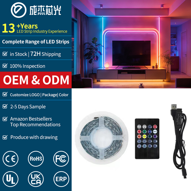 RGB Smart TV LED Backlight 32-65 Inch - Sync with Screen & Music, Flexible LED Strip for TV Background Lighting