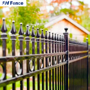 Desain gratis galvanis baja ditanyakan tombak tekan atas teras panel pagar dekoratif kolam renang pagar keselamatan untuk rumah
