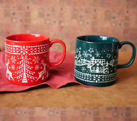 Fabricant vente en gros de tasses en céramique fantaisie gaufrée tasses en porcelaine personnalisables tasse de Noël en céramique imprimée