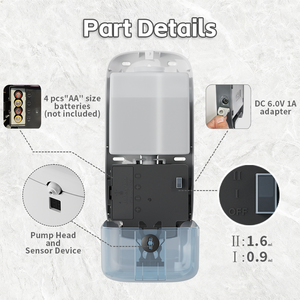 Dispensador de Jabón Líquido Automático con Sensor Táctil para Montar en la Pared del Baño, 1000 ml, para Hospitales y Baños - Product Image 5
