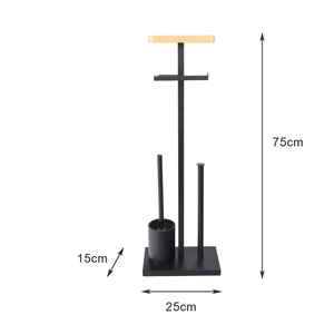 Portarotolo in Metallo Nero Antiruggine con Portascopino per WC, per Bagno <span class=keywords><strong>e</strong></span> Hotel - Product Image 6