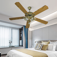 Ventilateur de plafond électrique à 5 pales avec lumière, design antique en métal, moteur AC, pour chambre à coucher, salon