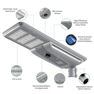 IP65 등급 야외 태양광 가로등 리튬 배터리 DC 60W/80W/100W/120W <span class=keywords><strong>LED</strong></span> 램프 알루미늄 구조 고속도로용 3일 - Product Image 3