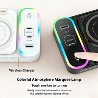 Chargeur sans fil rapide Type-C PD 30W haute vitesse avec support pliable et affichage numérique de l'horloge compatible