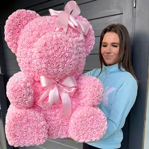 25cm rose ours en peluche 35cm rose ours fleur artificielle ours de roses meilleur cadeau de saint valentin pour petite amie