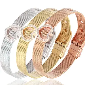 Designer 18K Goud Gepersonaliseerde Slider Charms Verpleegkundige Groothandel Voor Bangle Mesh Armband Mannen Sieraden Rvs Armbanden