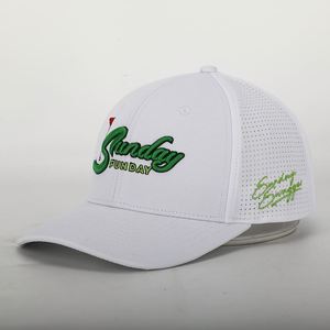 Gorra de Béisbol Deportiva Personalizada de Alta Calidad para Hombre, Resistente al Agua, con Perforaciones Cortadas a Láser, 6 Paneles, Bordado 3D Blanco - Product Image 1