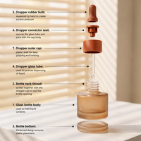 En stock – Flacons compte-gouttes en verre dépoli marron de 20 ml avec bouchon en verre sérigraphié pour huiles essentielles et cosmétiques – Vente en gros
