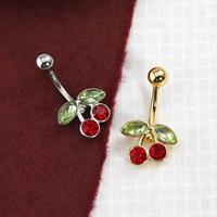 Prêt à expédier - Piercing de nombril en acier chirurgical 316L 14G avec cristal rouge cerise - Bijou de piercing corporel hypoallergénique