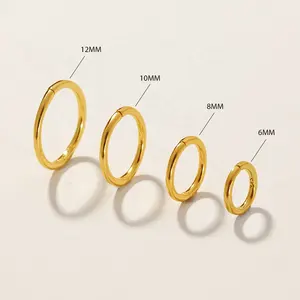 Perhiasan Halus 14K & 18K Emas Vermeil 6Mm 8Mm 12Mm Huggies 925 Sterling Silver Disepuh Anting Hoop Tebal