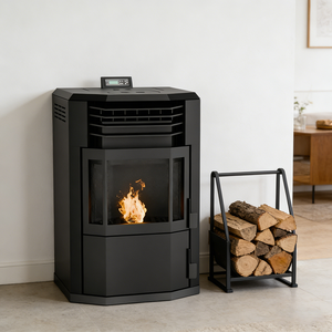 Poêle à granulés <span class=keywords><strong>en</strong></span> fonte PANSEE PU-120 avec télécommande Wi-Fi, écologique, durable, chauffage autonome moderne pour extérieur et intérieur - Product Image 1