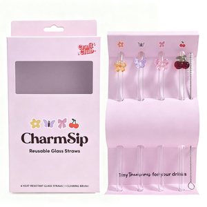 Pailles de différents styles, ensemble de pailles en verre personnalisées pouvant être combinées librement, emballage personnalisé avec logo, très demandé - Product Image 1