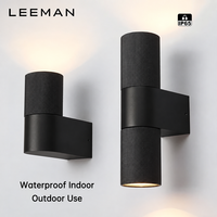 Applique murale LED extérieure étanche IP65 en aluminium cylindrique avec verre trempé, design moderne de luxe noir pour maison, jardin, porche