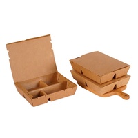 Boîte à lunch jetable en papier pour la restauration rapide, à emporter, avec 3 compartiments