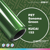 Film adhésif pour voiture en vinyle PET Sonoma Green, vinyle transparent auto-adhésif, rouleau de vinyle sans bulles d'air, sans effet peau d'orange, 1,52*17m/rouleau