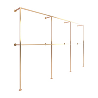 Présentoir Mural de Magasin en Acier Inoxydable Doré de Luxe Sur Mesure pour Vêtements, Design d'Équipements de Magasin de Détail Tendance pour Dames
