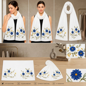 Embroidered Floral <b>Shawl</b> Scarf for Women Soft Viscose Breathable Lightweight Spring <b>Wrap</b> - Product Image 3