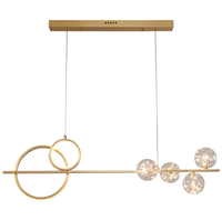 Lustre de salle à manger en cuivre de luxe léger, suspension moderne et simple effet ciel étoilé pour bar, avec long câble